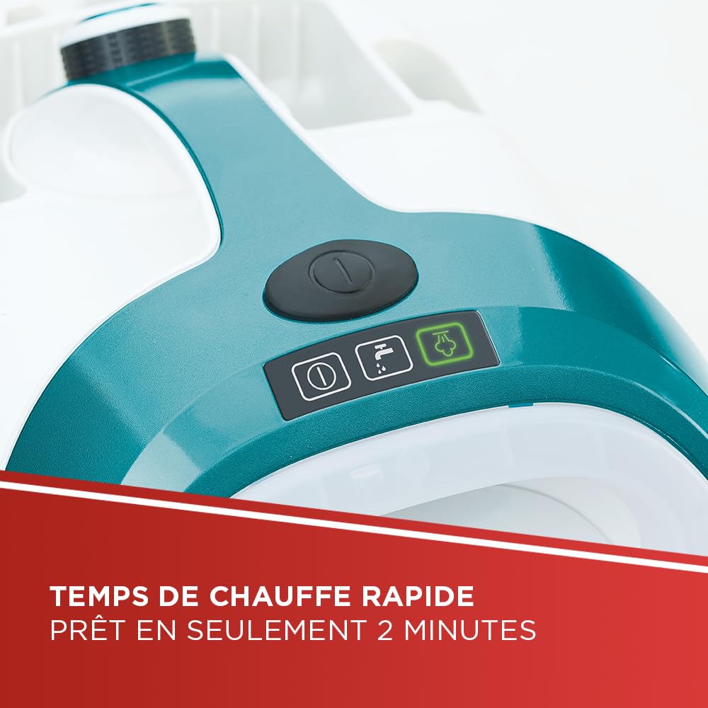Polti Vaporetto Smart 100 T, Nettoyeur Vapeur avec Chaudière Haute Pression 4 Bars, Autonomie Illimitée et Recharge Continue, 9 Accessoires Inclus, Blanc et Turquoise