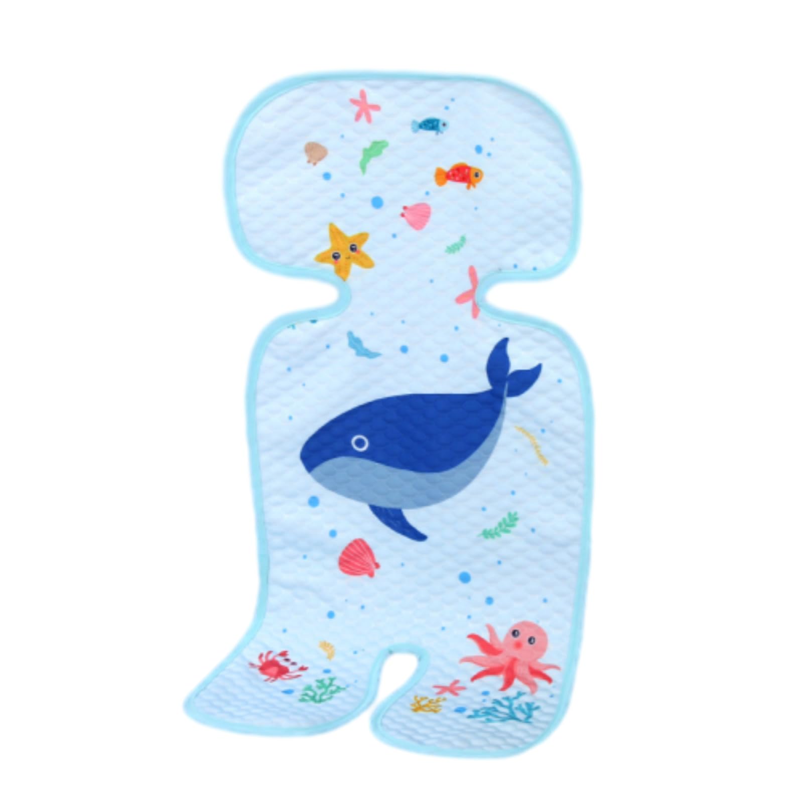 Odot Baby Pushchair Seat Liners, Universal Summer Stroller Seat Soft Comforts Ice Pushchair Liners Washable Pram Seat for Buggy Pushchair and Car Seat (Five Points/Blue Whale,33x66cm)