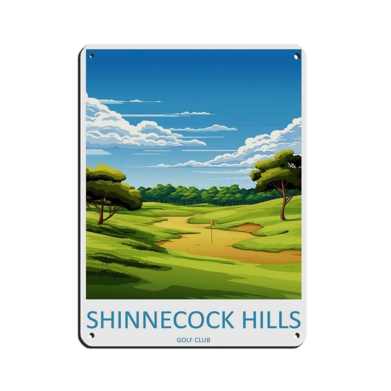 Shinne Cock Hills Golf Travel Art Tin Sign Vintage Metal Pub Club Cafe Bar Home Wall Art Decoration Poster Retro 12x16inch(30x40cm)