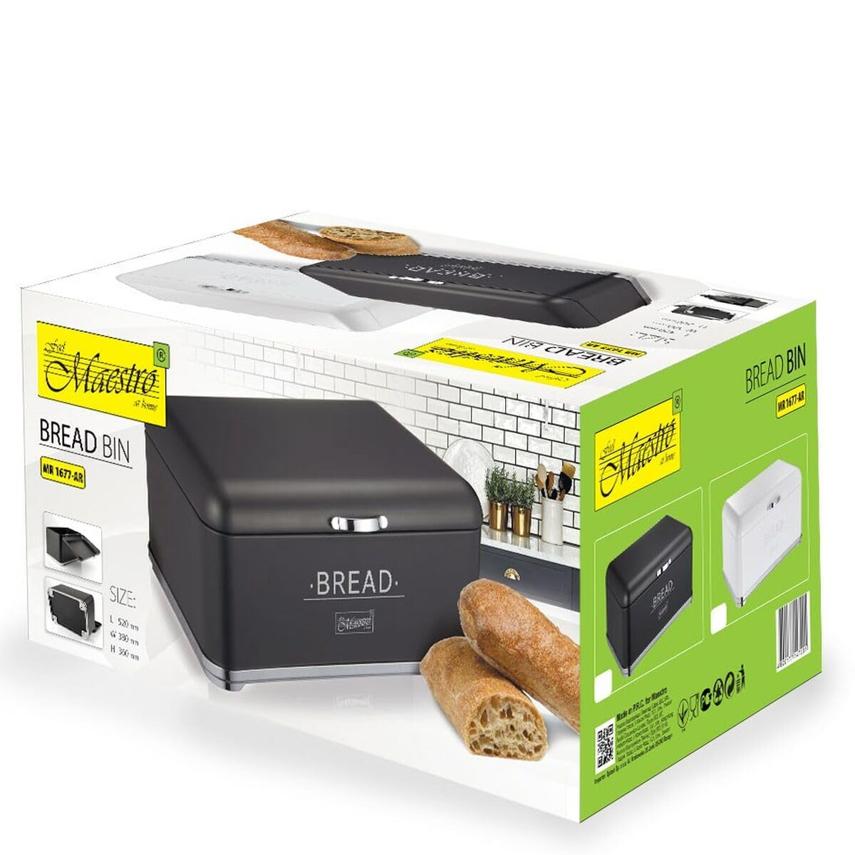 Boîte à pain en acier blanc et noir