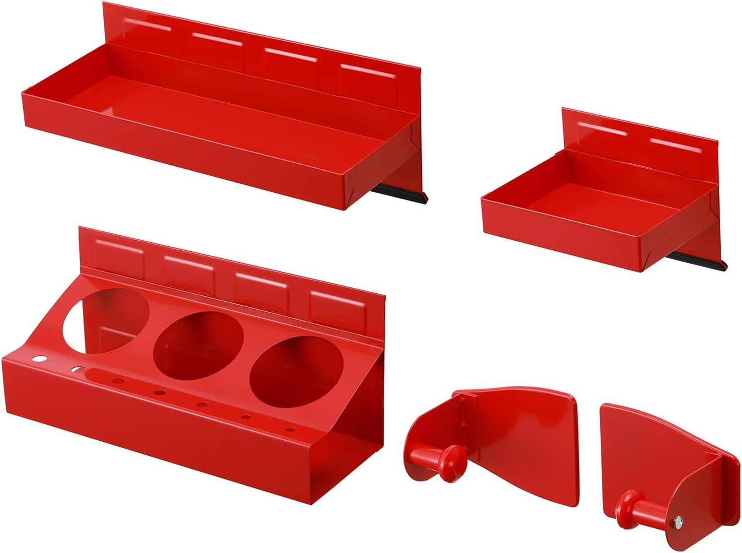AIRTOON Magnetic Toolbox Tray Set, 4-Piece Magnetic Tool Box Holder, Holds Tools Securely in Place, Powerful Magnetic Tray Set for Shop or Garage, Red