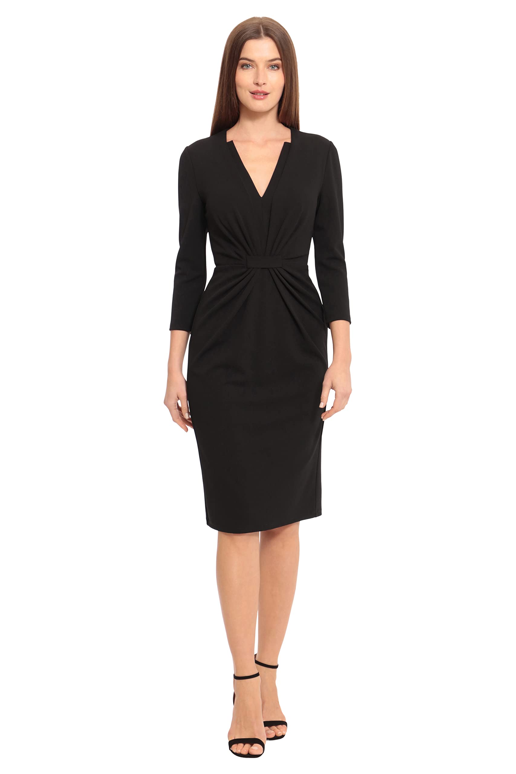 Maggy London Women's Plus Size Notched V-Neck Sophisticated Sheath