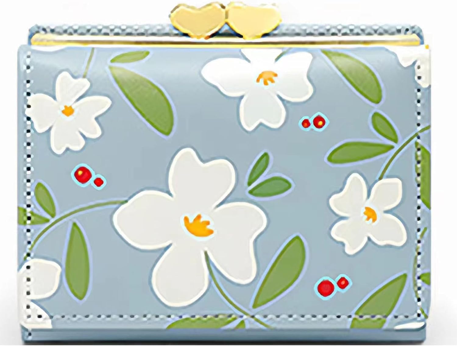 Real Leather Coin Purse for Women Cut Small Wallet with Coin Pocket and Card Holder ID Window (Blue)