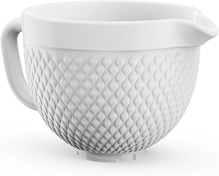 Ceramic Mixer Bowl For KitchenAid all 4.5-5 Quart Tilt-Head Stand Mixers, 5 qt Mixing Bowl For Kitchen Aid Accessories and Attachments with Handle