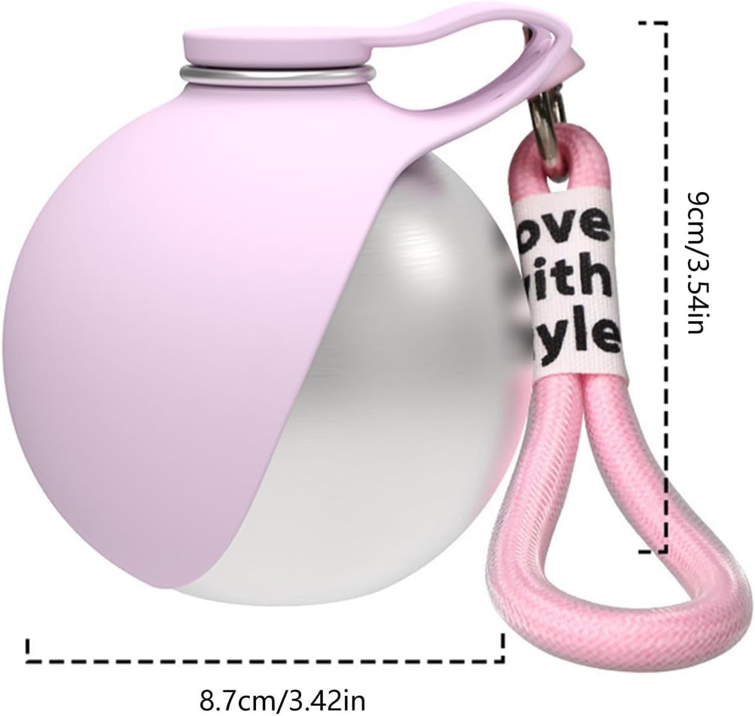 2 in 1 Portable Dog Water Bottle with Bowl, 304 Stainless Steel & Foldable Silicone Bowl, Pet Water Cup with Lanyard Hook for Walking Hiking Travel, Water Bottle for Small Dogs on Walks (Pink Print)