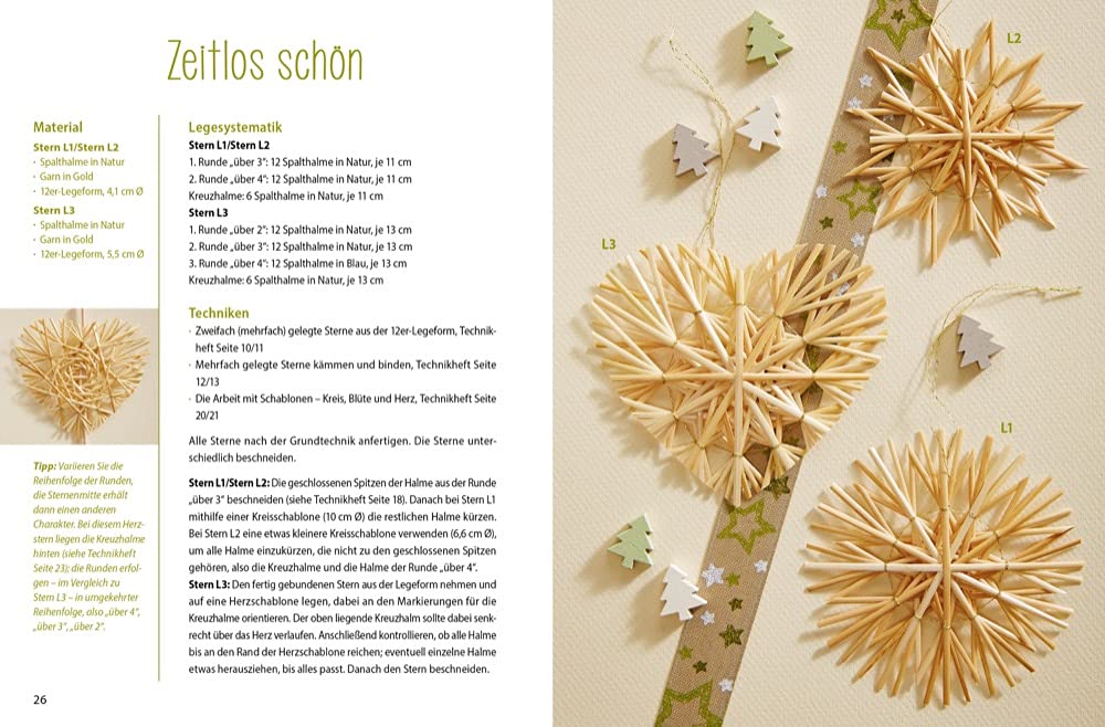 Strohstern-Nostalgie: Weihnachtsschmuck mit Legeformen leicht gemacht