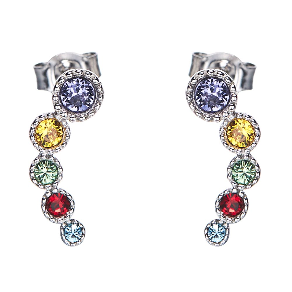 Mayfer S925 sterling silver earrings for women embelished with beautiful crystals., Sterling Silver