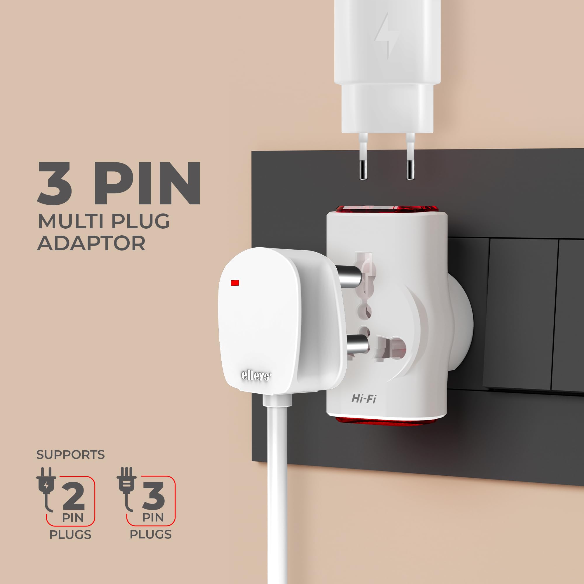Elleys’ Dingo 16 amp & 6amp 3 Pin Multi Plug Universal Socket Travel Adaptor (240V) | Power Plug Socket Suitable 2 pin 3 pin Socket (Dingo (H83), Pack of 1) — Amazon image 3