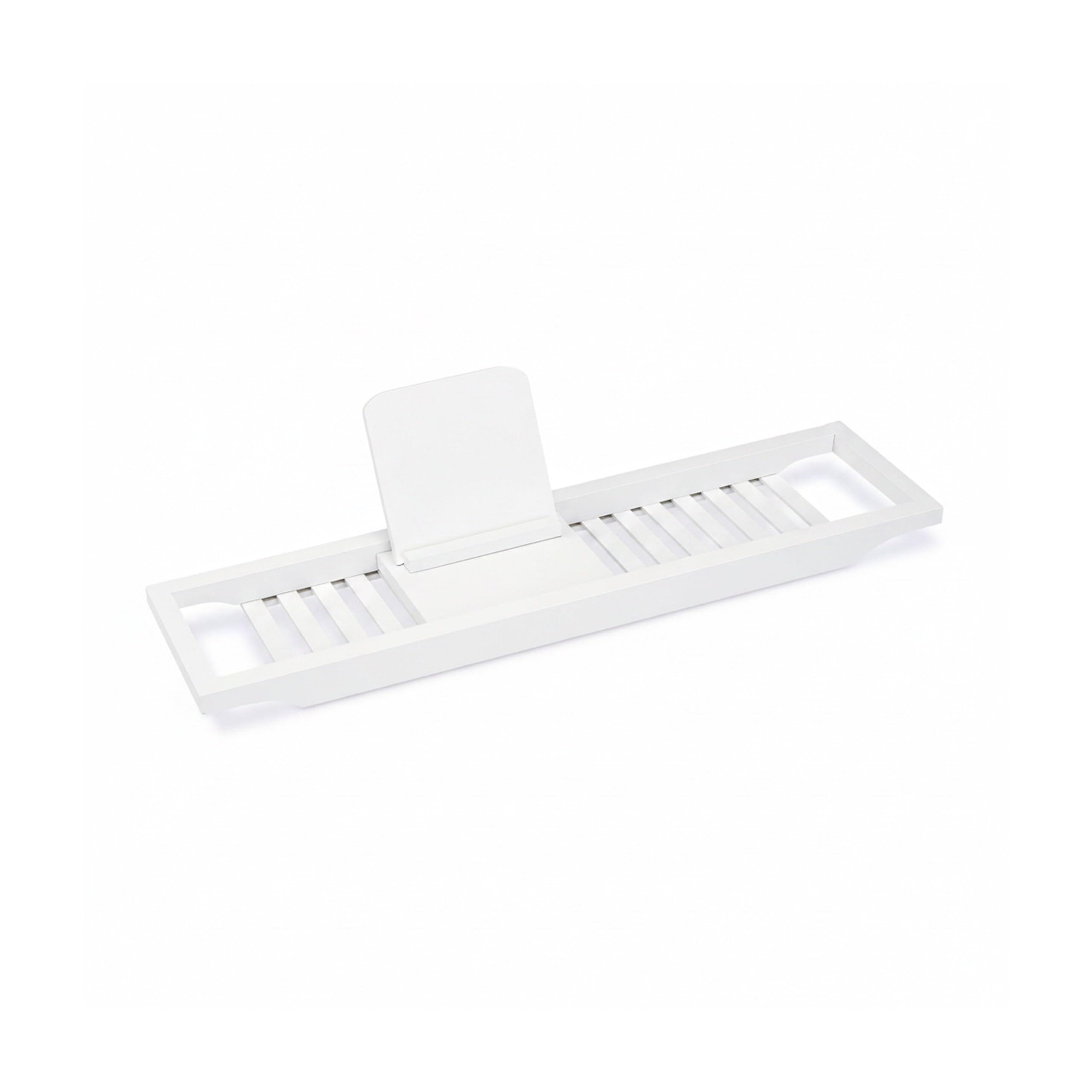 Relaxdays 10020927 Vassoio per Vasca da Bagno Bambù, Mensola Porta-Oggetti, HxLxP: 5.40 x 67.80 x 16.60 cm ca., Laccato in Bianco