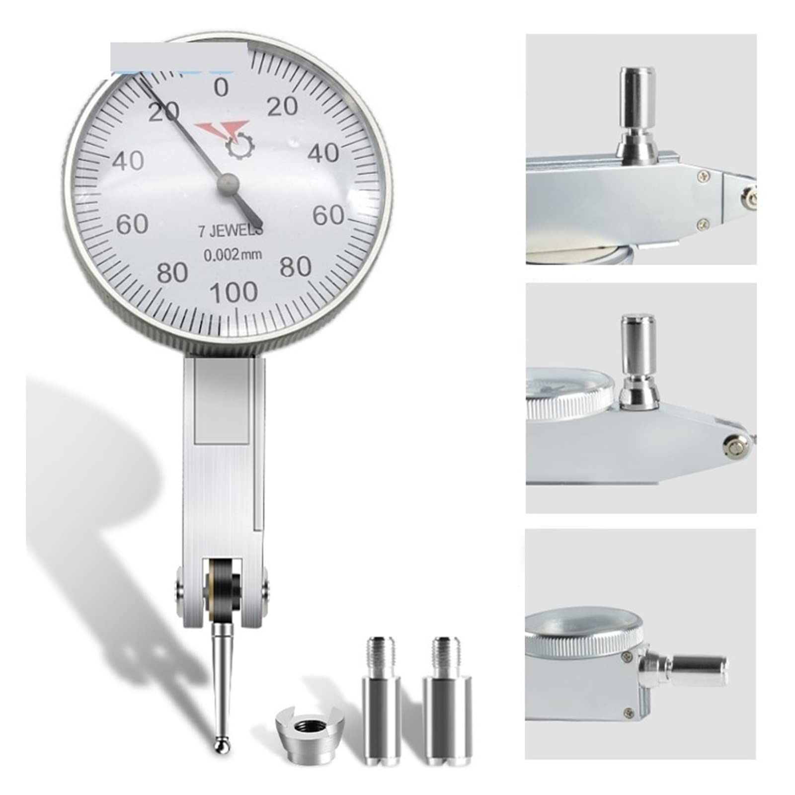 Comparateur 0-0.2 mm Précision du levier 0.002mm Cadran de niveau Échelle Précision Métrique Queue d'aronde Rails 0-0.8mm 0.01mm Cadran Indicateur de test(0-0.2 mmx0.002mm)