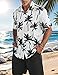 Yimoon Men's Summer 2 Piece Outfits Tropical Print Short Sleeve Button Down Hawaiian Beach Shirt and Shorts Set(01White-M)