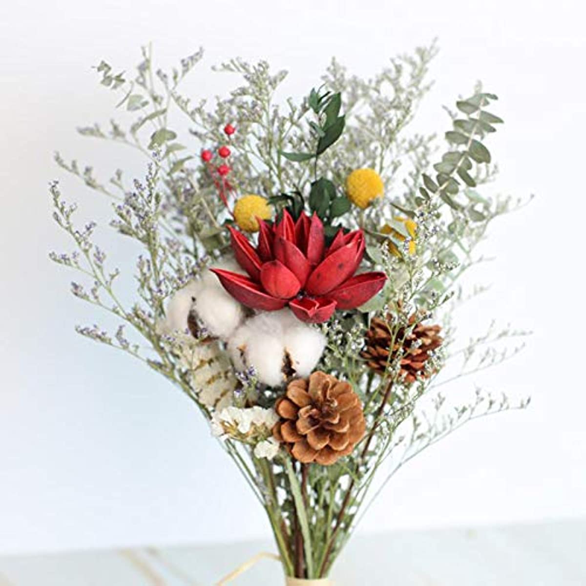 Ramo de Flores secas Naturales Rosa eucalipto Margarita Tallo de Planta Ramo Ambiente Elegante decoración del hogar Accesorios de Bricolaje Decoración