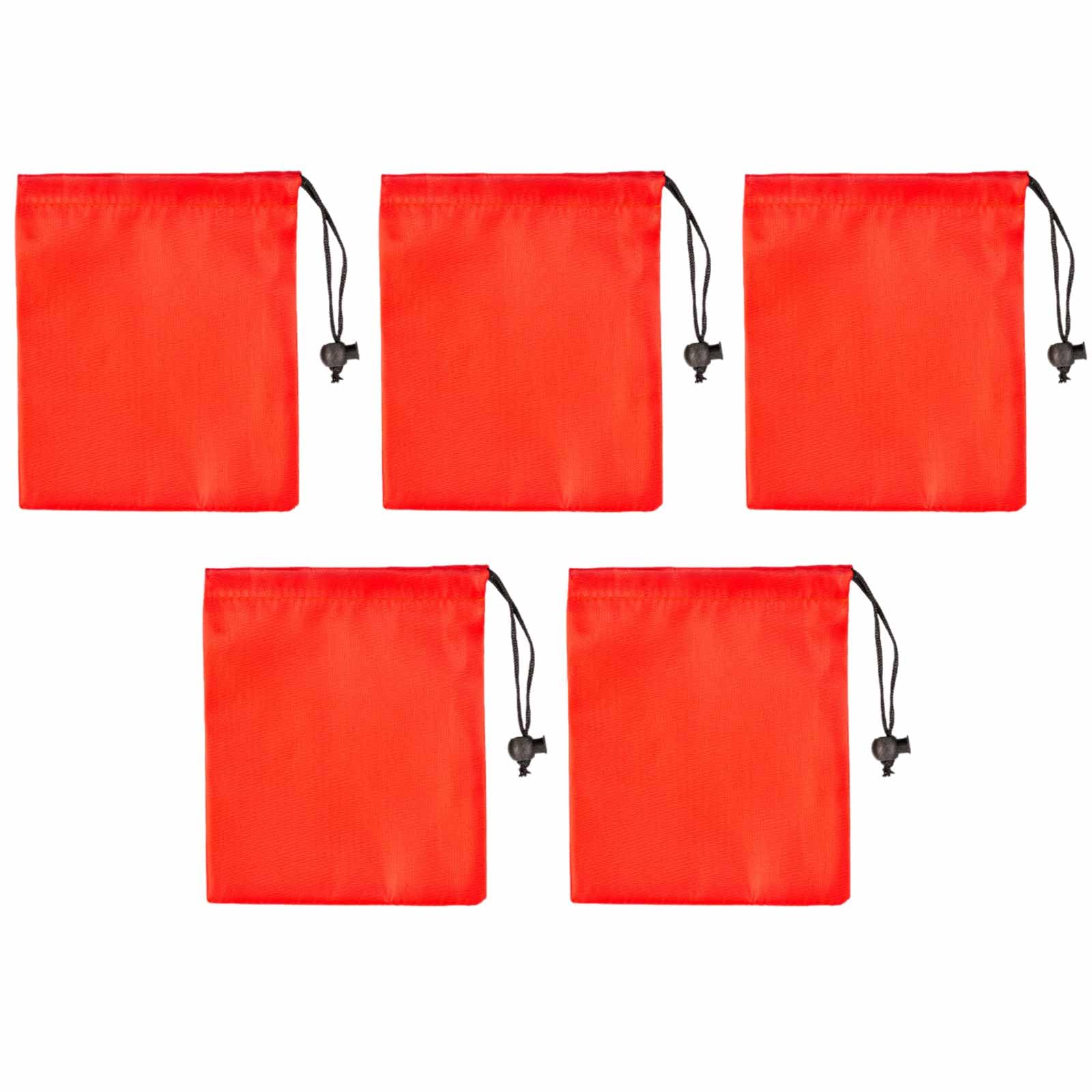BOHUIMYI 5 Pack Red Drawstring Pouches, 15x20cm Small Storage Bags for Outdoor Camping Travel, Compact Organizers for Small Essentials