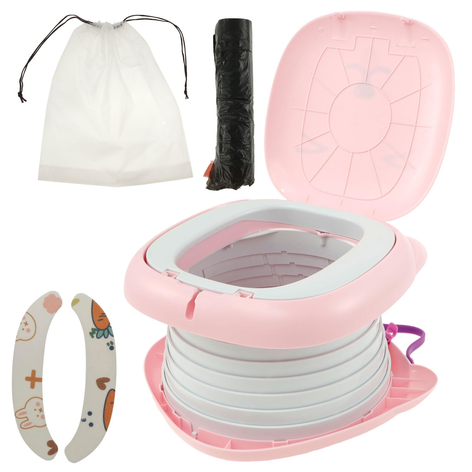 Travel Potty for Toddler, Portable Foldable Potty Training Toilet Seat for Boys Girls, Baby Carry Potty Children Car Potty Chair with Garbage Bags Easy to Use and Storage for Car Indoor Outdoor Travel