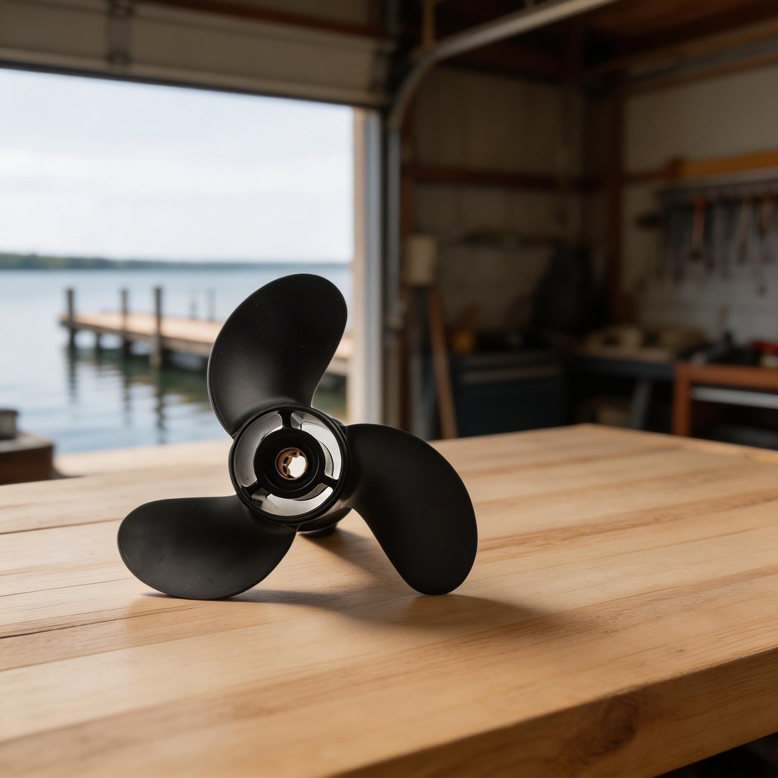 Aluminium-Außenbordpropeller 9x9 Steigung 8 für Mercury 6–15 PS, ersetzt 48–828156A12, schwarzer Marinemotorpropeller mit Rechtsrotation
