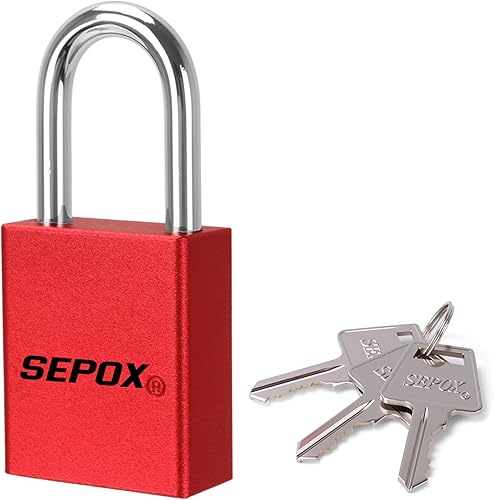 SEPOX® Ultra-Durable Anti-Rust Outdoor Padlock - Red Aluminum 38mm 1-1/2" with Long Shackle & 3 Big Keys Ideal for Gate, Storage, Locker, Fence &