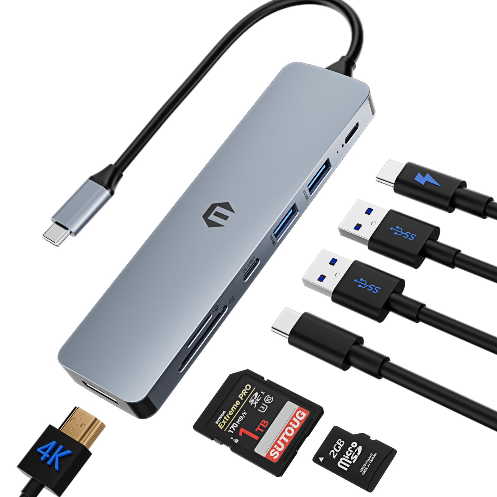 Tiergrade USB C Hub Multiport Adapter, 7-in-1 USB C Docking Station with HDMI, 100W PD, 2 USB 3.0, 1 USB C 3.0, SD/TF for Type C Laptop