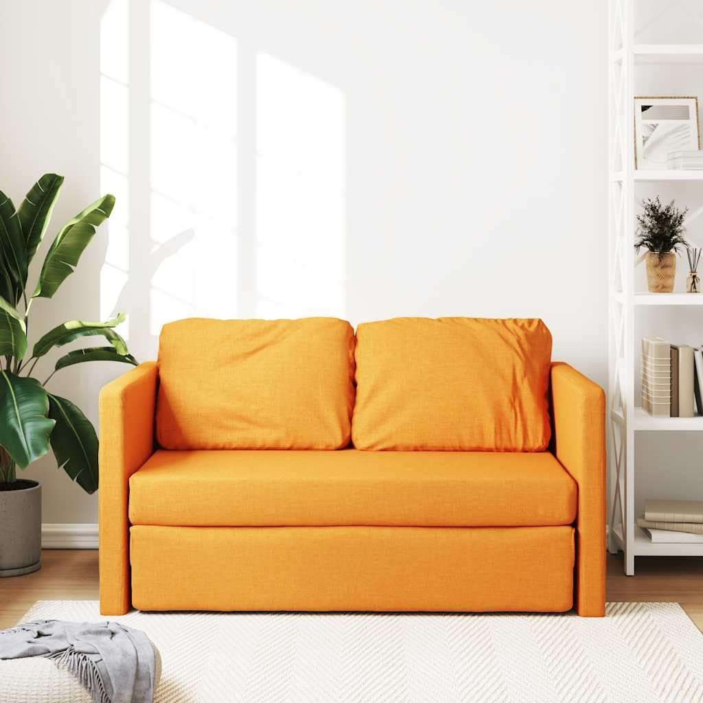 Sofá cama de color amarillo oscuro con función de dormir, 112 x 174 x 55 cm, pequeño sofá cama de tela y metal, banco con asiento cómodo para salón, habitación juvenil, estudio, habitación de