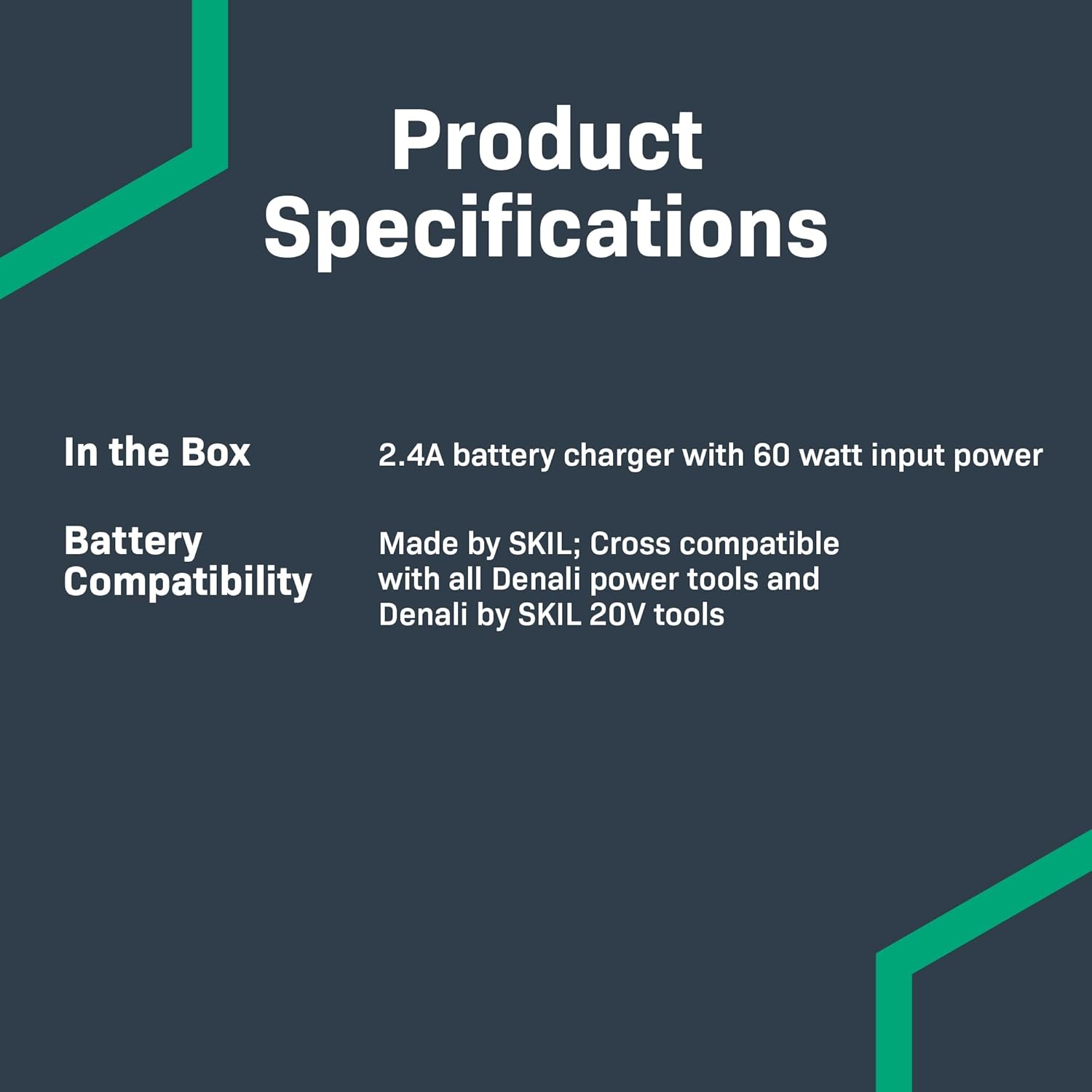 Amazon Brand - Denali by SKIL 20V 2.4A Standard Charger, Blue