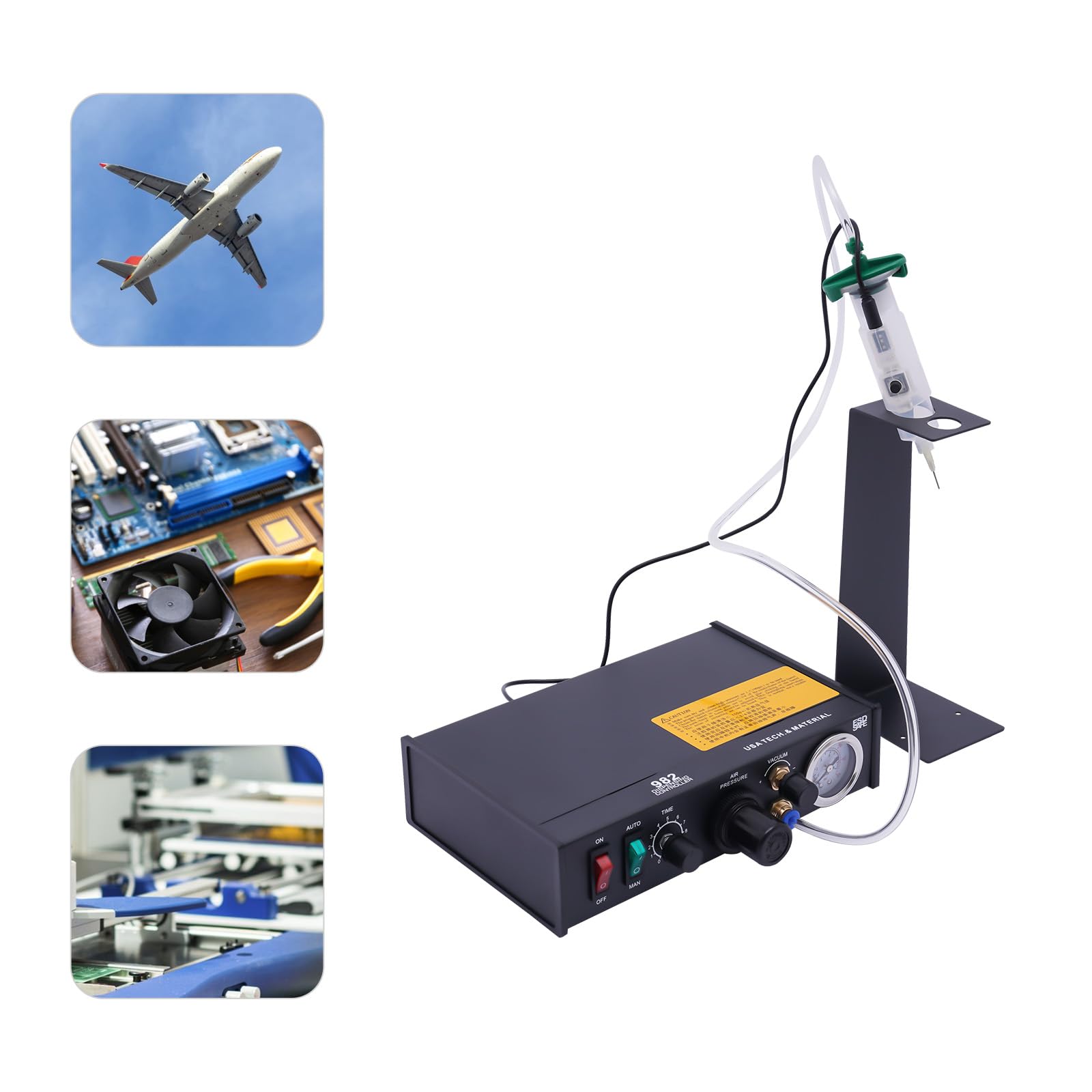 Distributore di colla semiautomatico, 982 Semi-Automatic Glue Dispenser Machine con aspirazione di ritiro sottovuoto, 0,01 ml, per elettronica, gioielli, modellismo