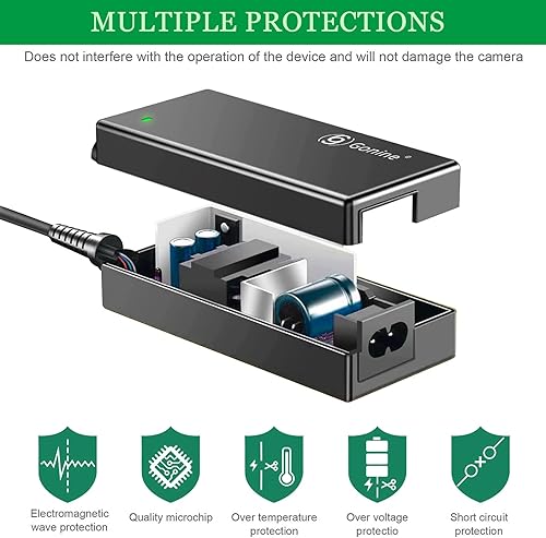Miniatura 6 de Gonine Adaptador de fuente de alimentación CCTV de cámara de seguridad de 12V 5A con divisor de alimentación de 8 vías, CA 100-240V a CC 12 voltios