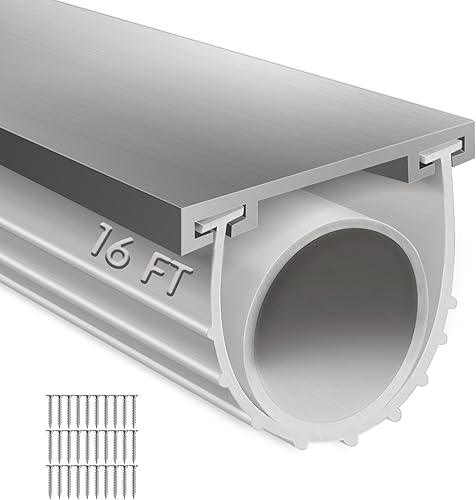 Miniatura 9 de Sellos de goma inferior de goma para puerta de garaje con kit de base de retención de riel de aluminio preperforado, forma de U resistente + junta