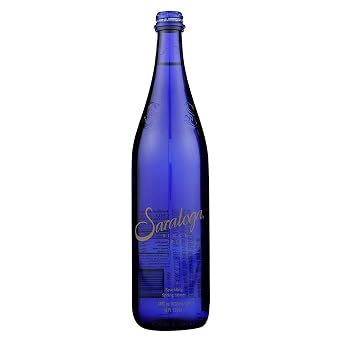 Saratoga Sparkling Spring Water, 28oz Cobalt Blue Glass Bottle (Pack of 3, Total of 84 Fl Oz)