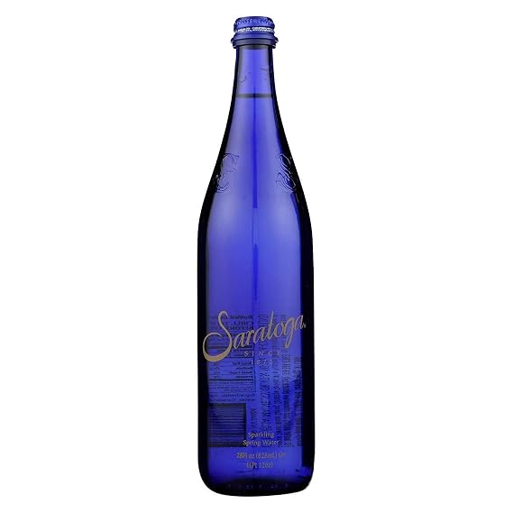 Saratoga Sparkling Spring Water, 28oz Cobalt Blue Glass Bottle (Pack of 3, Total of 84 Fl Oz)