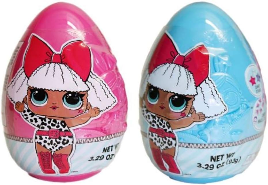 Blue and Pink LOL Suprise Jumbo Easter Eggs with Candy, Pack of 2