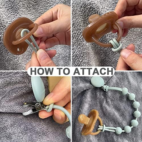Cuddle Campus Silicone Pacifier Clip Holder with One Piece Design,Soft Flexible Binky Clips with Texture for Baby Boy and Girl Pack of 4 (0-6m) — 사진 5