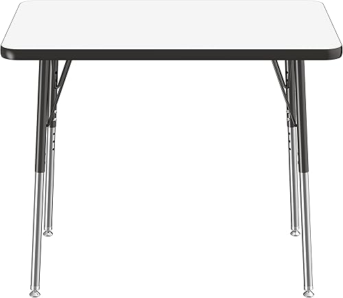 FDP - Mesa rectangular de borrado en seco para actividades escolares y de oficina (24 x 36 pulgadas), patas estándar con deslizadores giratorios,