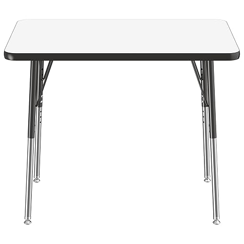 FDP - Mesa rectangular de borrado en seco para actividades escolares y de oficina (24 x 36 pulgadas), patas estándar con deslizadores giratorios,