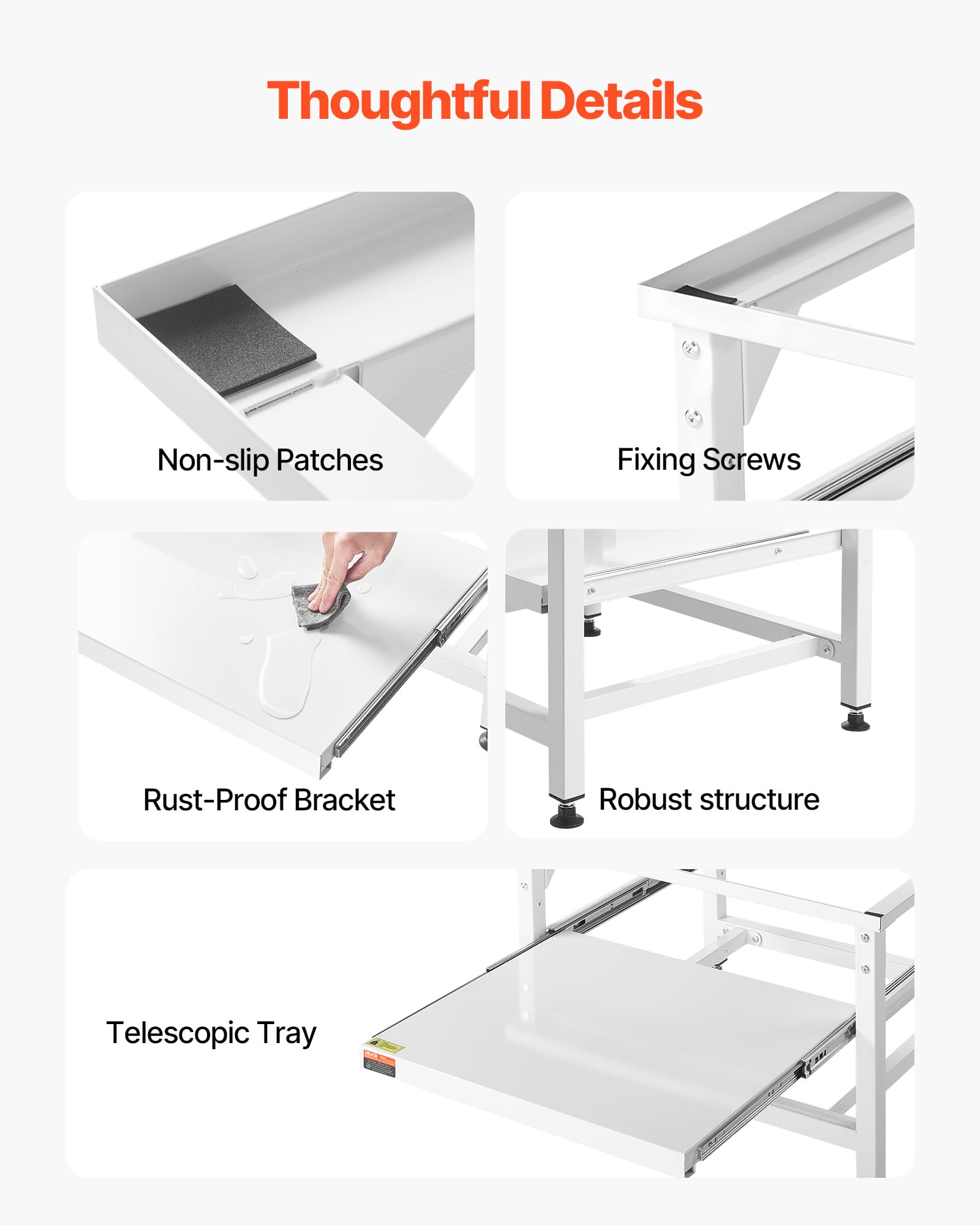 VEVOR Soporte para Lavadora Alto de 430 mm, Base de Lavadora de Acero Resistente, Capacidad de Carga de 318 kg, Pedestal Universal para Secadora con Bandeja Extraíble, Patas Antideslizantes, Blanco