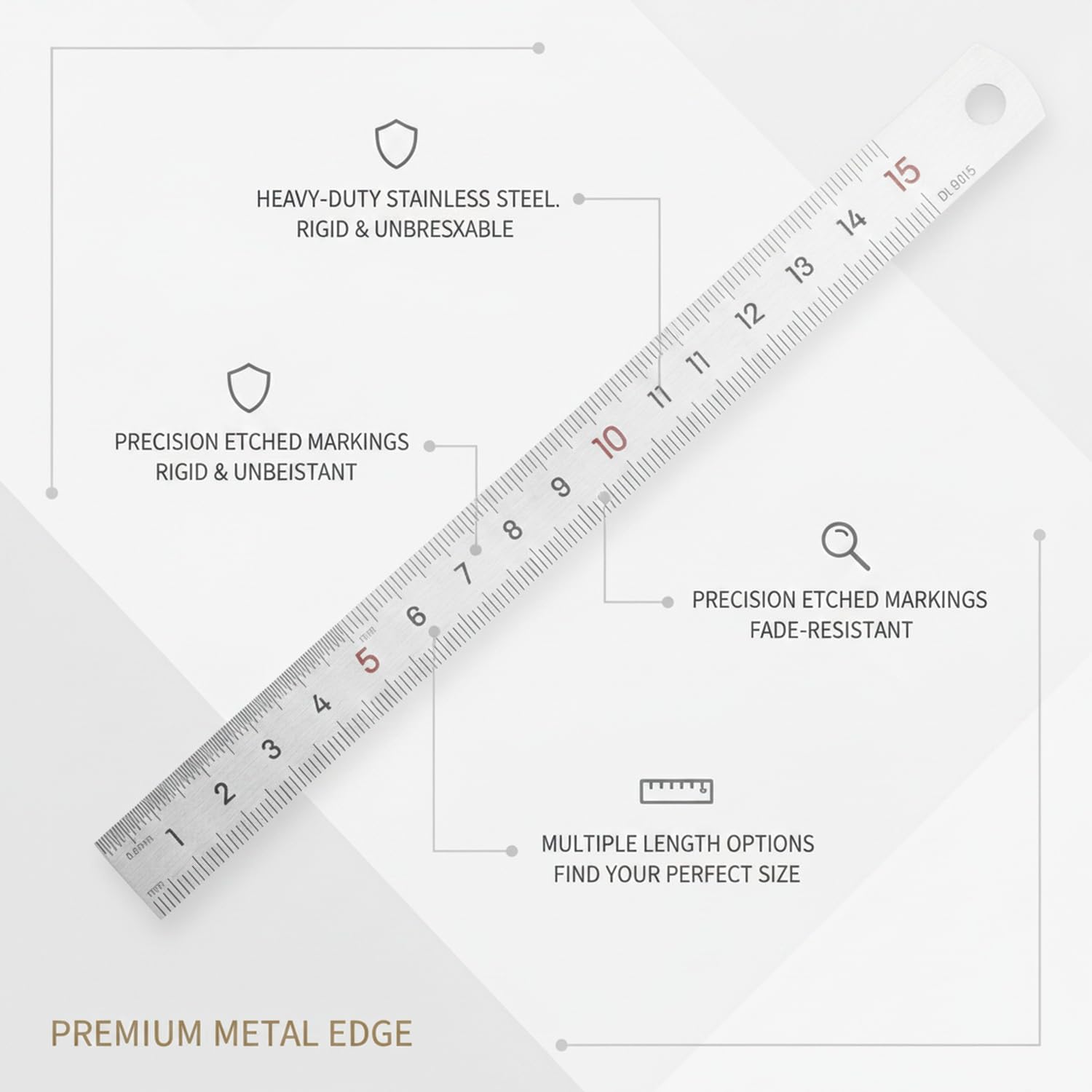 Regla Recta de Acero Inoxidable para Medición y Dibujo Técnico, Borde Preciso y Estable (1 PC)