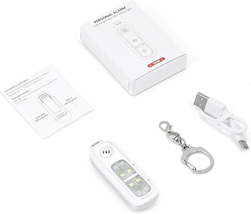 Miniatura 8 de AMIR Alarma de seguridad personal para mujer, linterna recargable con clip, alarma personal de sonido seguro de 130 dB con luces estroboscópicas,