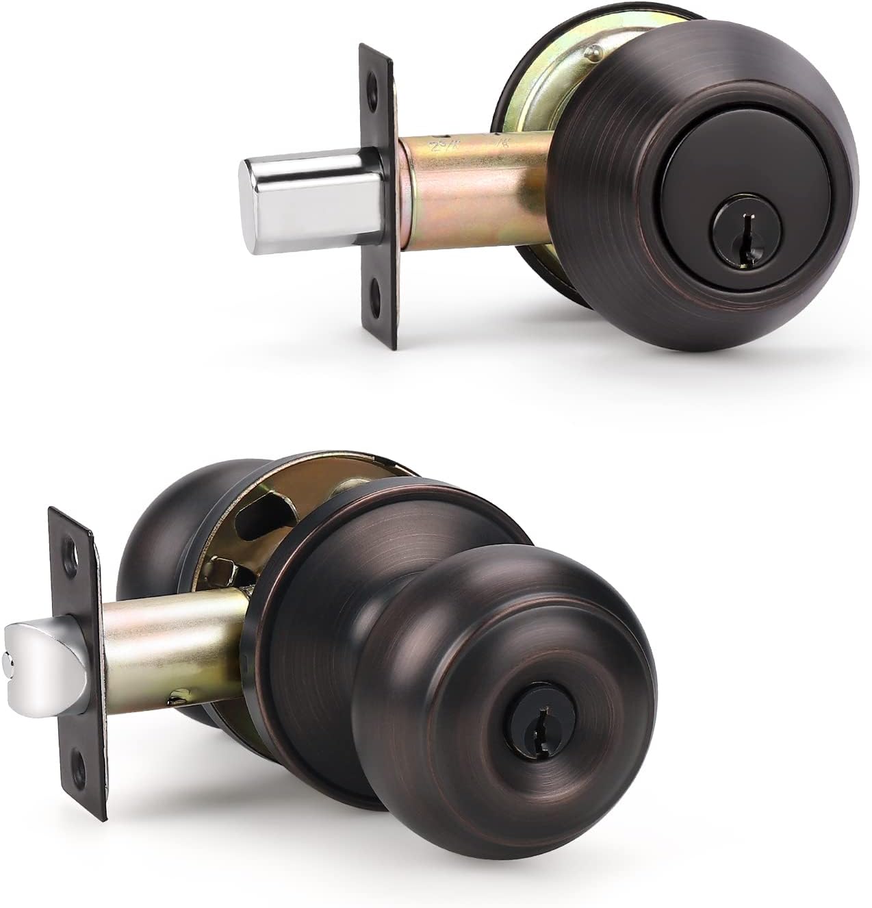 Double Keyed Deadbolt and Door Knob Set, Oil Rubbed Bronze Front Door
