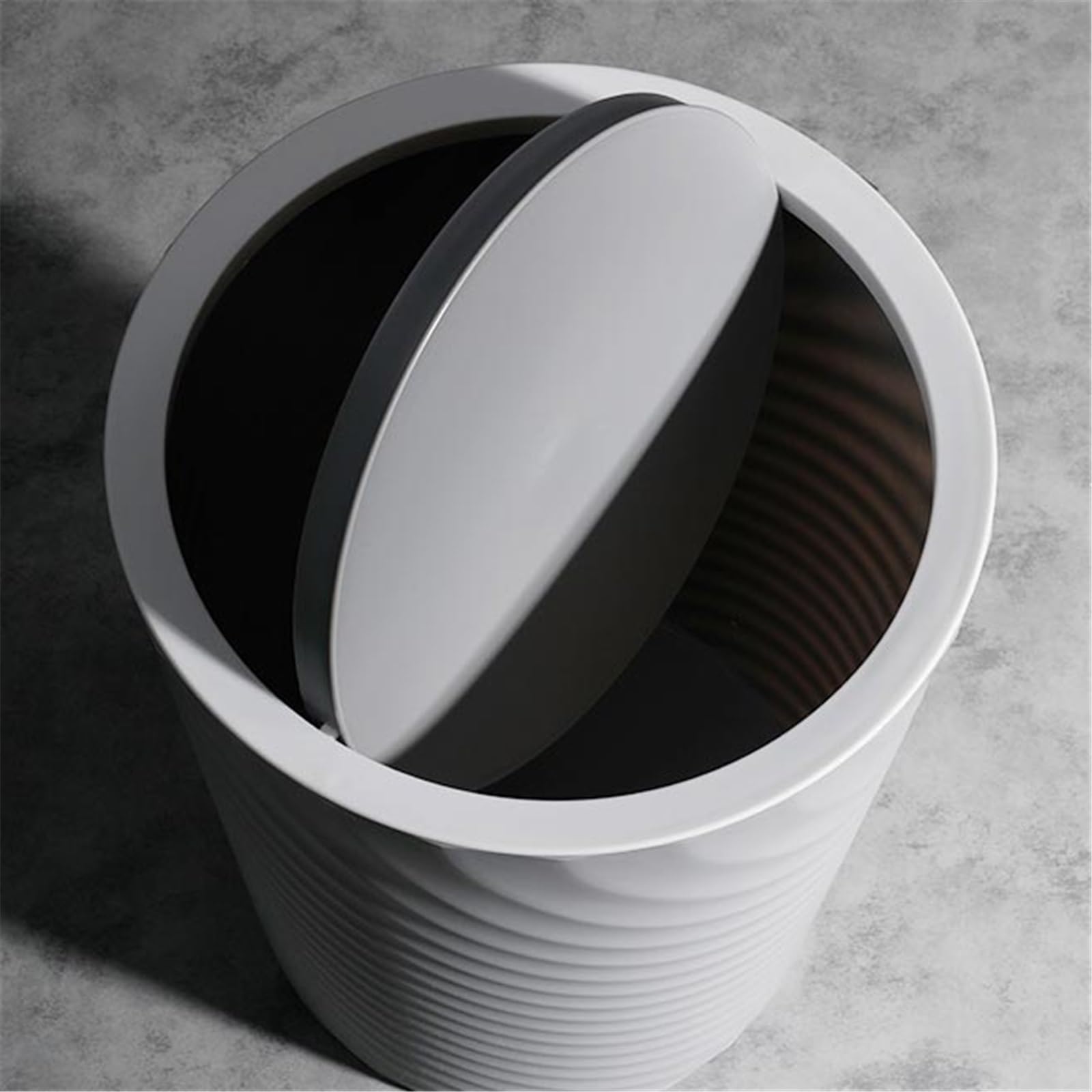 Cubo de Basura Aseo, Despacho, Dormitorio con Cubo De Basura Cubierto Papelera Baño(Negro,Grande)