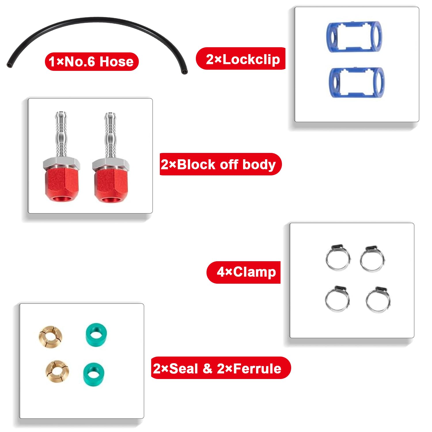 800-671 A/C Leitungs-Spleiß-Set mit Schlauch Nr. 6 für 0,9 cm Schlauch zu harten Leitungen, Reparatur-Set für Klimaanlagen-Reparatur-Spleißverbinder-Set