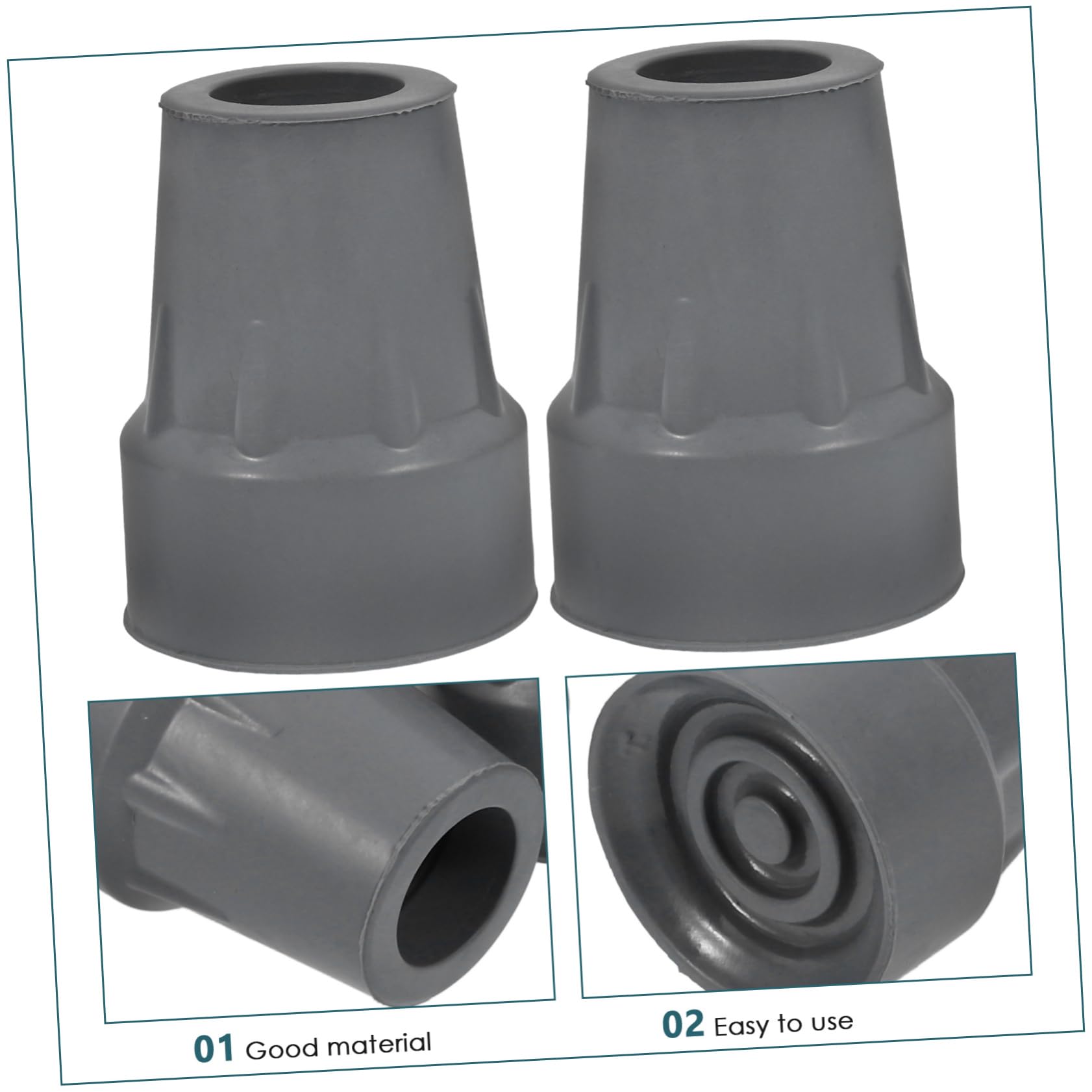 BESTYASH Alfombrilla Antideslizante Para Muletas Bastón Seniors Cubrir Apoyo Reemplazo De Fondos De Muletas Reemplazo De Puntas De Andador Caucho Grey 6 Piezas X 4