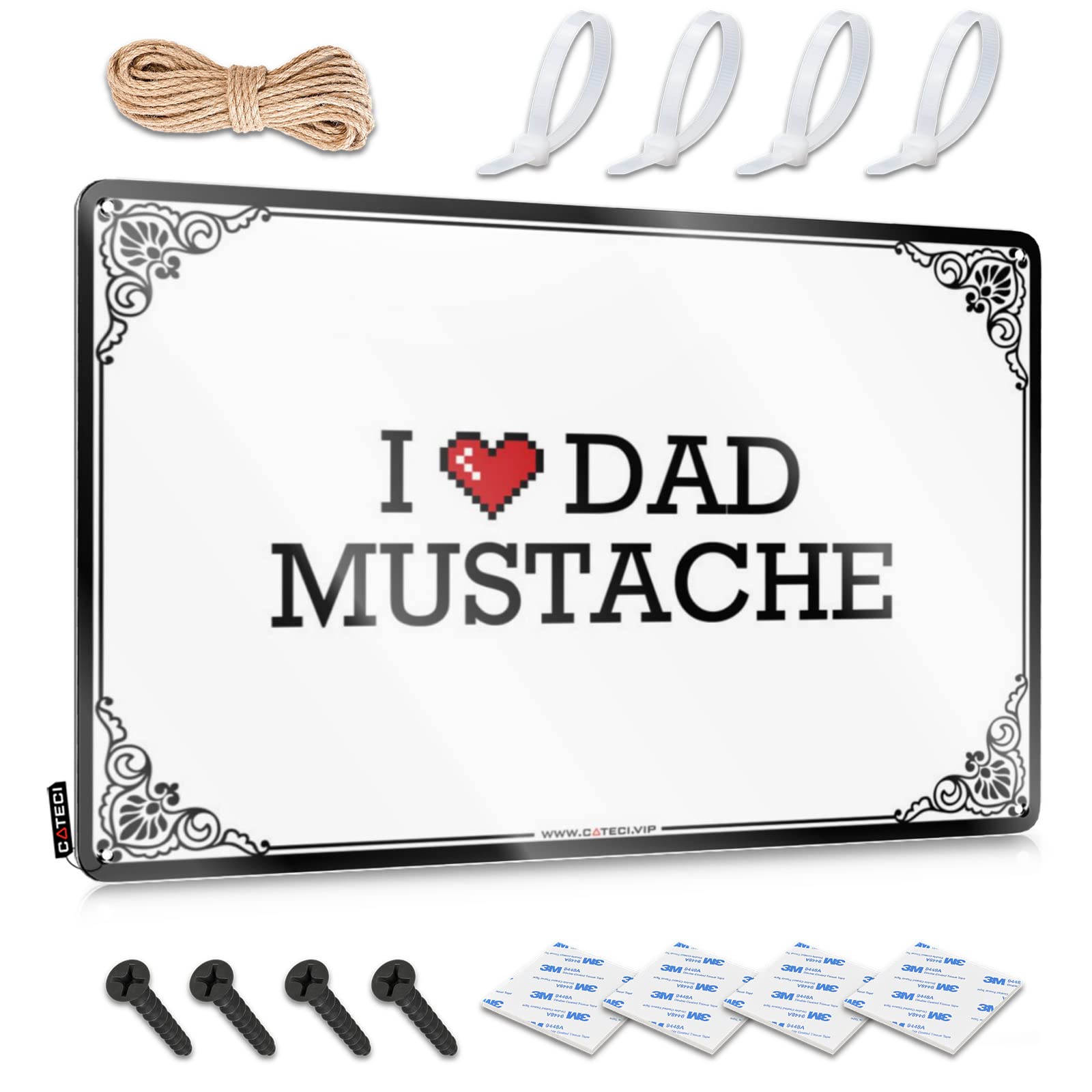 I Love Dad Mustache Decoration Back Yard Decorations Decorative | Country Essentials Hanging Art For Balcony Living Room(30X40CM)
