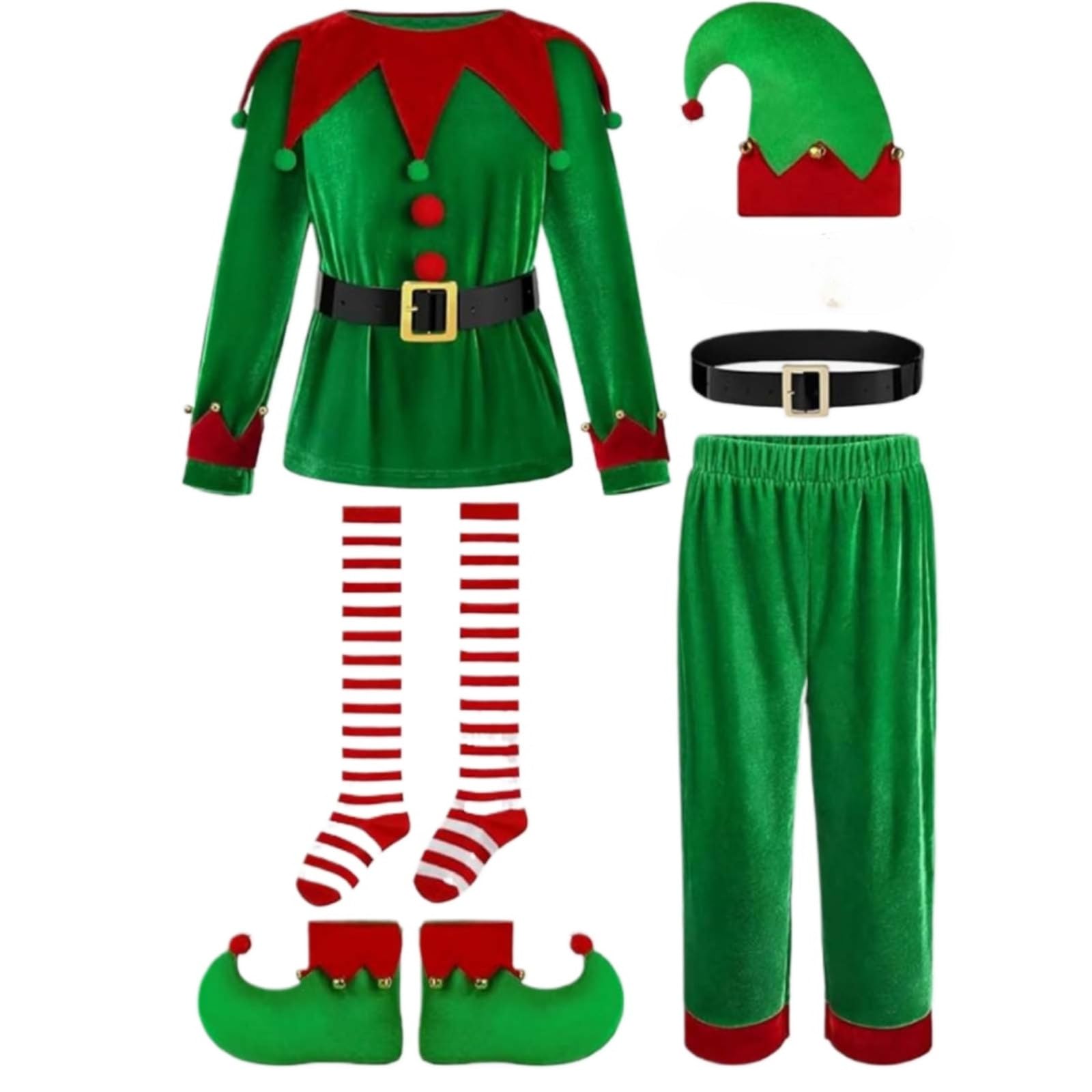 Générique Déguisement Enfant Garçon Costume De Lutin En Velours Vert Pour Noël Et Spectacle Tenue De Farfadet Festif Déguisement Noël Pour Garçon Coquin