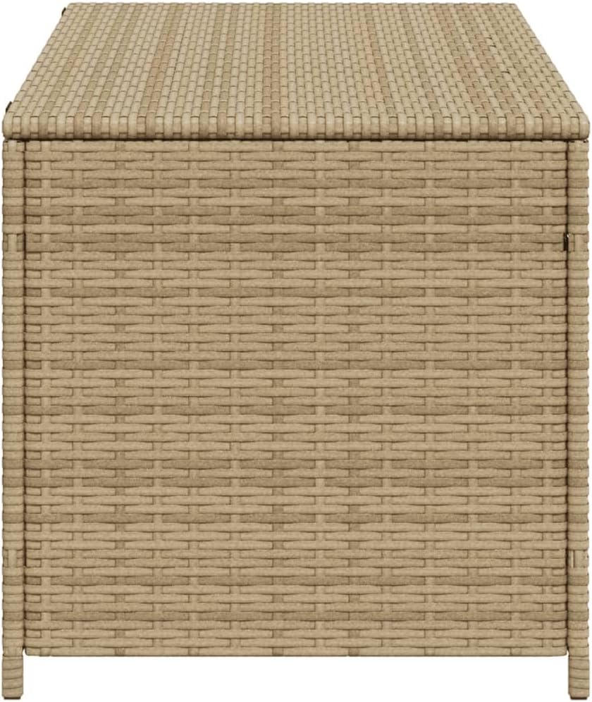 Outdoor Storage Box, Waterproof PE Rattan Deck Box for Patio Furniture, 50 Gallon Garden Cushion Storage Bin with Gas Spring Lid, Beige