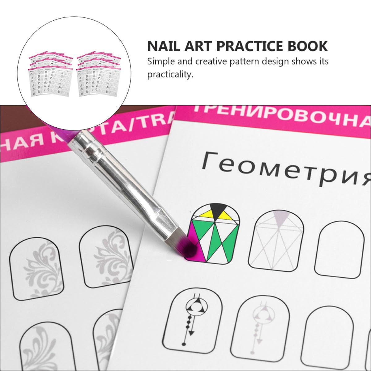 STOBAZA Cartes d'Entraînement Nail Art 24 Feuilles pour Manucure Professionnelle, Support d'Exercices pour Création et Formation, Adapté la Pratique en Salon