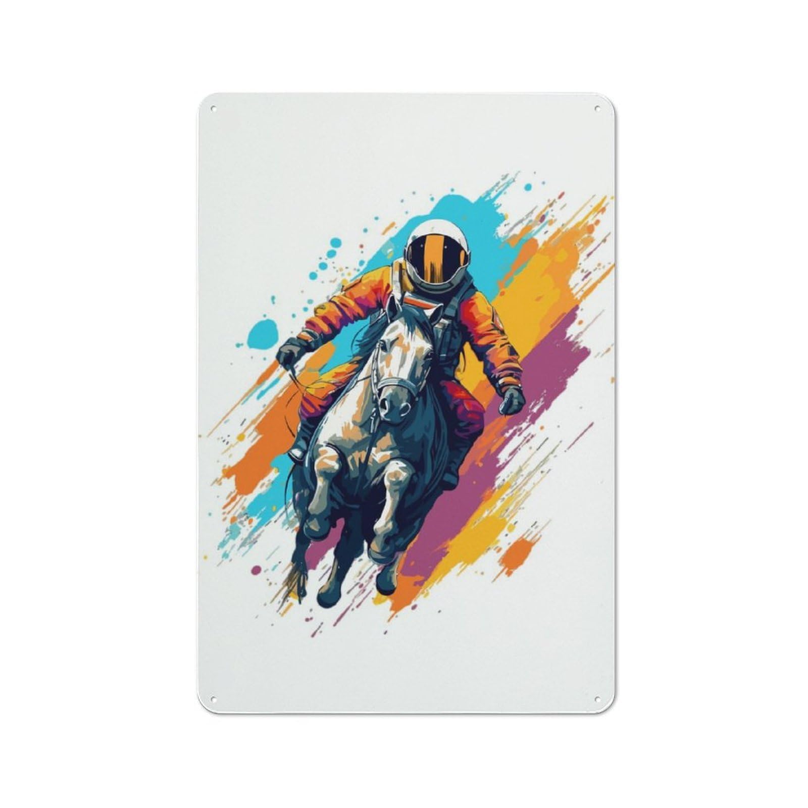 Nostalgic Decorative Tin Plaque 30x20cm Featuring Space Cowboy, Classic Pub Decor for Cafe, Pub, Workshop Or Home Bar