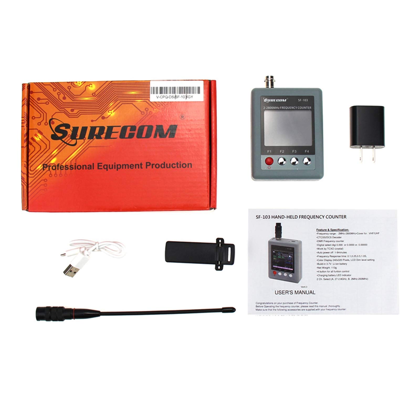 SF-103 Contador de Frecuencia Portátil 2Gen 2MHz ~ 2.8GHz Medidor de Frecuencia Walkie Talkie para DMR y Radio analógica de Dos vías