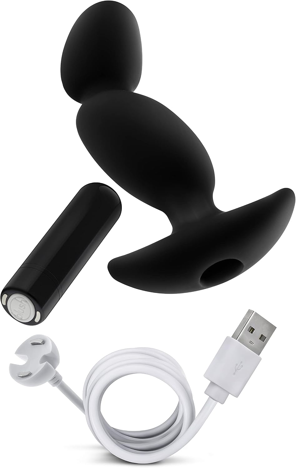 Blush Anal Adventures Platinum 6.5" Vibrating Prostate Massager - Silicone Anal Plug, 10 Powerful Vibe Modes, Rechargeable, IPX7, Ultrasilk Curved Butt Plug for Women Men Couples Anal Pleasure Sex Toy