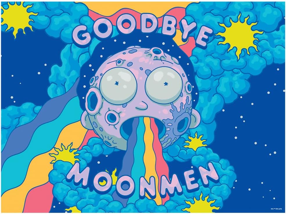 Rick and Morty Goodbye Moon Men 500 Piece Jigsaw Puzzle for Adults, 16" L X 21.5" W