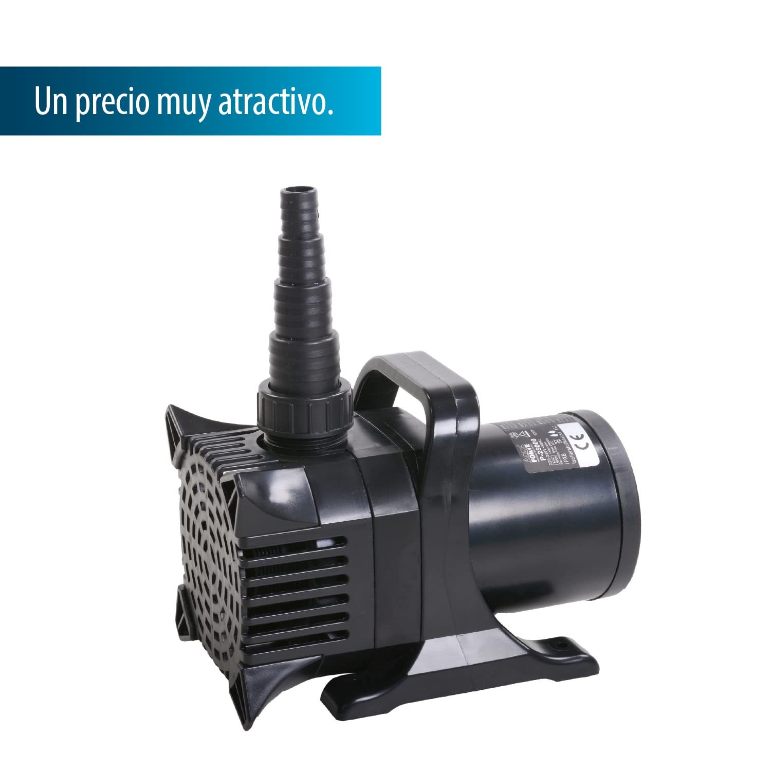 Bomba de estanque AquaForte P-20.000, 420 vatios, caudal máximo de 20 m3/hora, altura máxima de 7,5 metros, altura extra fuerte, descarga de partículas de residuos sólidos de hasta 6 milímetros