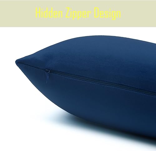 Miniatura 3 de QUORGVES Juego de 2 fundas de almohada decorativas de terciopelo azul de 18 x 18 pulgadas, para sofá, sala de estar, cama, dormitorio, decoración