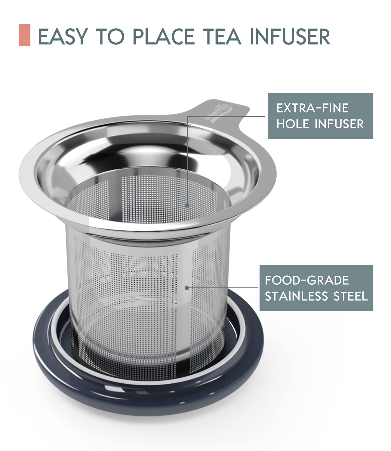 Taza de té de cerámica con infusor y tapa, 15oz de porcelana con filtro, taza de té con tapa